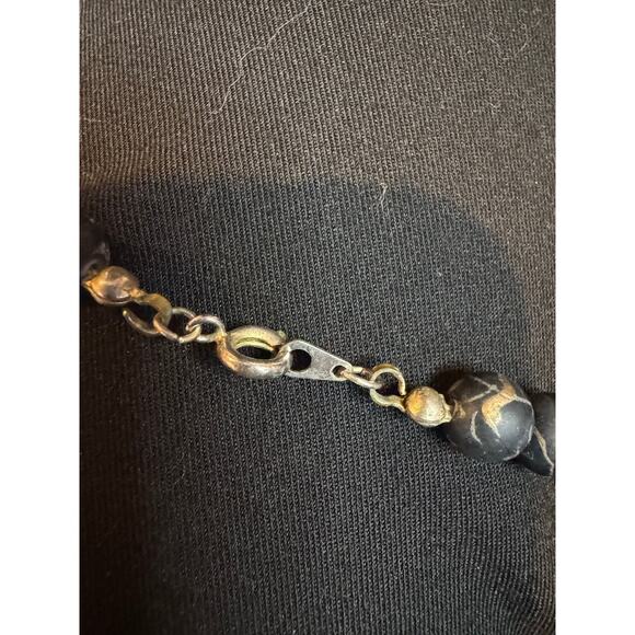 Vintage Matte Black & Gold Swirl Bead Necklace - Picture 3 of 3